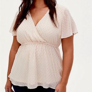BNWT TORRID Lily Ivory Swiss Dot Babydoll Blouse